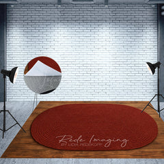 Lofaris Marroon Oval Rug Wood Fabric Floor Backdrop For Photo