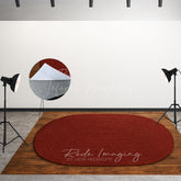 Lofaris Marroon Oval Rug Wood Fabric Floor Backdrop For Photo