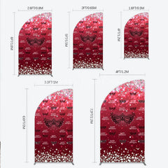 Lofaris Masquerade Ball Birthday Half Moon Arch Backdrop Red and Black Venetian Mask with Diamonds Sweet 16 Party Decor