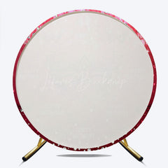 Lofaris Masquerade Ball Birthday Round Backdrop Red and Black Venetian Mask with Diamonds Sweet 16 Party Decor