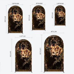 Lofaris Masquerade Mask Arch Backdrop Black Gold Feathers Roses Background Carnival Prom Party Cover Photography Prop