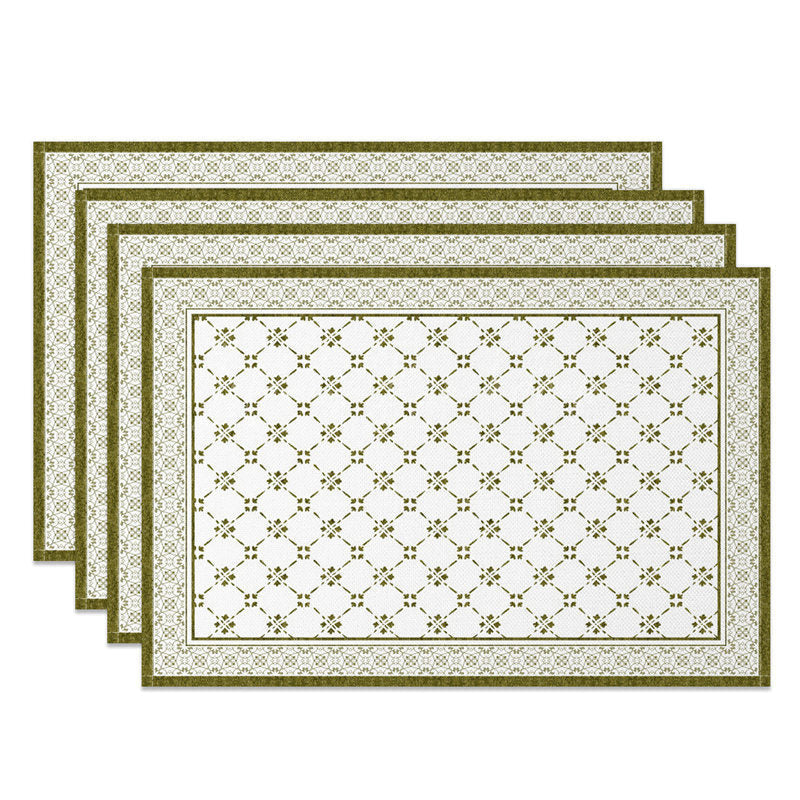 Lofaris Matcha Green White Boho Print Set Of 4 Placemats