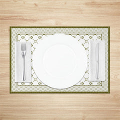 Lofaris Matcha Green White Boho Print Set Of 4 Placemats