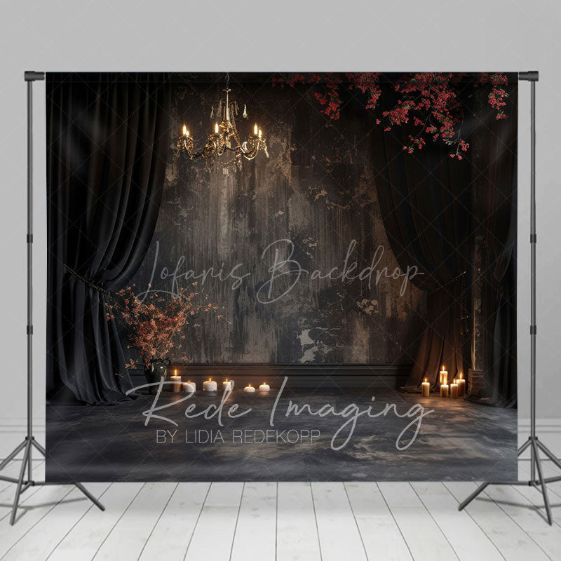 Lofaris Medieval Black Dark Room Candle Light Photo Backdrop