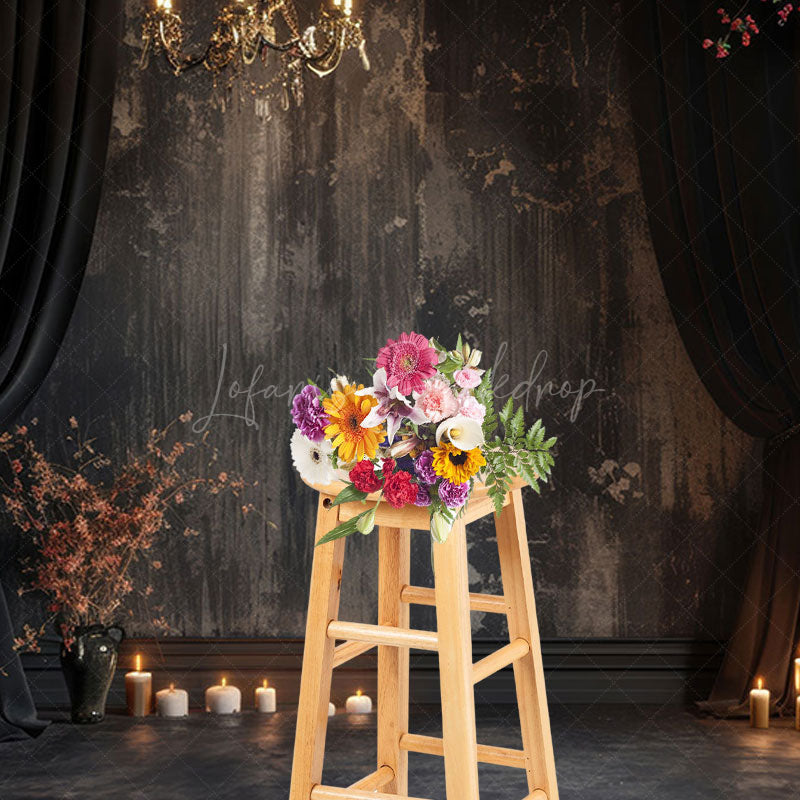 Lofaris Medieval Black Dark Room Candle Light Photo Backdrop