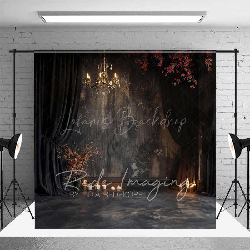 Lofaris Medieval Black Dark Room Candle Light Photo Backdrop