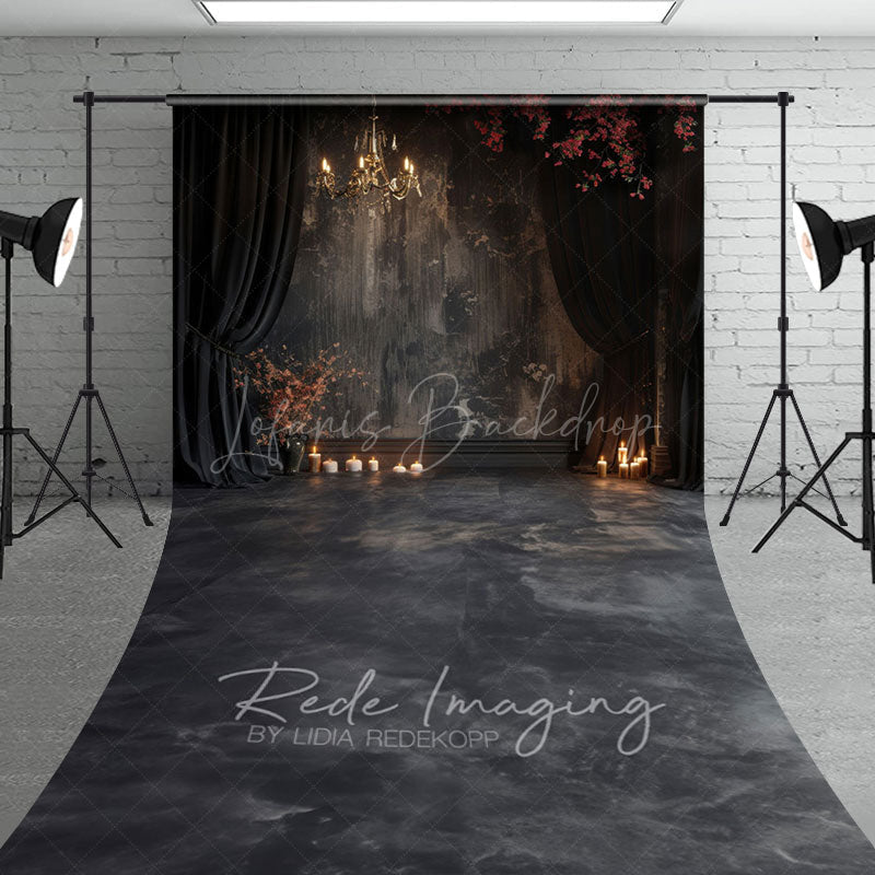 Lofaris Medieval Black Dark Room Candle Light Sweep Backdrop