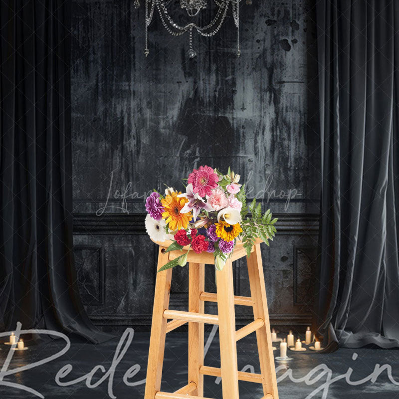 Lofaris Medieval Black Dark Room Retro Wall Photo Backdrop