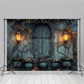 Lofaris Medieval Dungeon Wall Photography Backdrop Spooky Witch’s Lair with Cauldrons Halloween Photo Background
