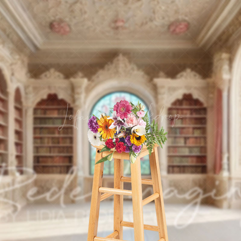 Lofaris Medieval Retro Bookshelf Fancy Room Photo Backdrop