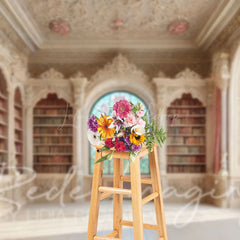 Lofaris Medieval Retro Bookshelf Fancy Room Photo Backdrop