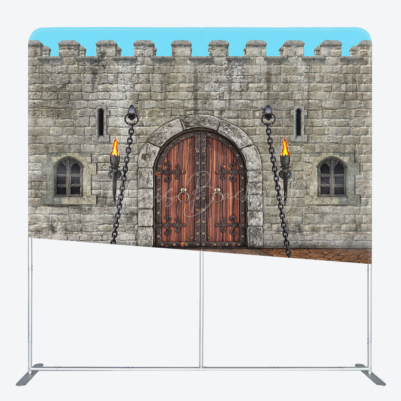Lofaris Medieval Retro City Wall Square Tension Backdrop