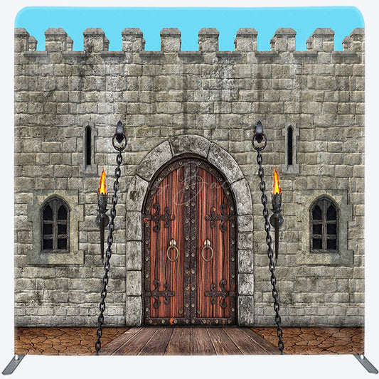 Lofaris Medieval Retro City Wall Square Tension Backdrop
