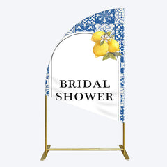 Lofaris Mediterranean Lemon Bridal Shower Party Half Moon Arch Backdrop