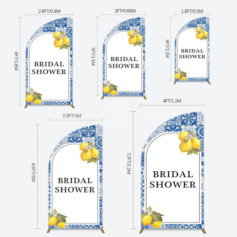 Lofaris Mediterranean Lemon Bridal Shower Party Half Moon Arch Backdrop