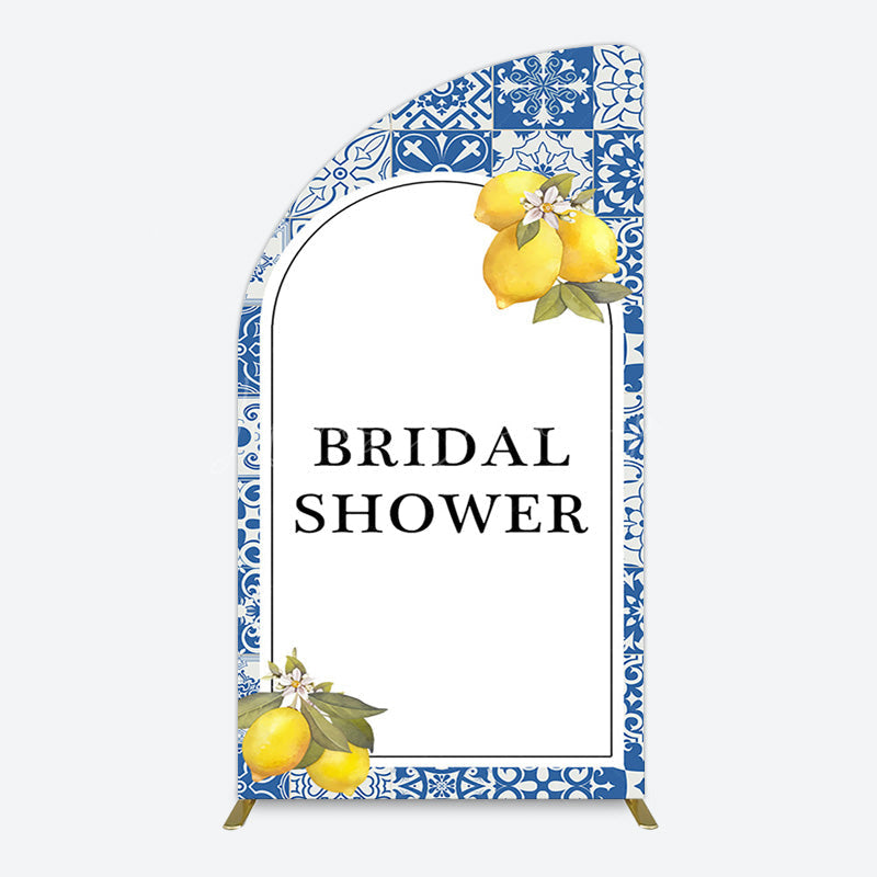 Lofaris Mediterranean Lemon Bridal Shower Party Half Moon Arch Backdrop