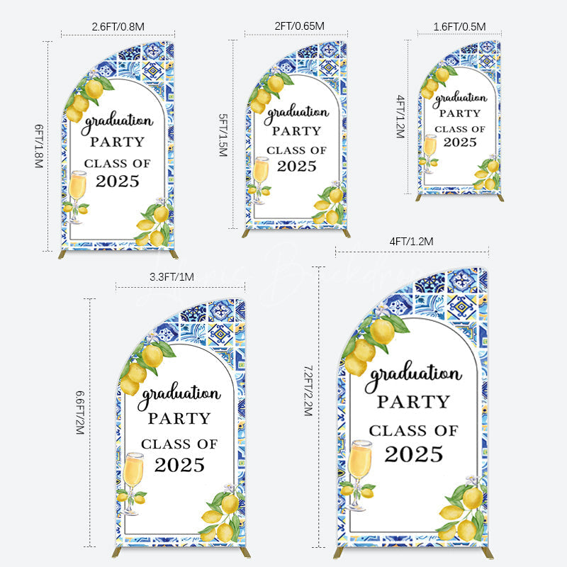 Lofaris Mediterranean Lemon Graduation Party Half Moon Arch Backdrop
