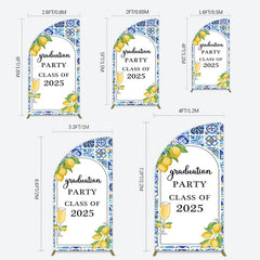 Lofaris Mediterranean Lemon Graduation Party Half Moon Arch Backdrop