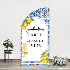 Lofaris Mediterranean Lemon Graduation Party Half Moon Arch Backdrop