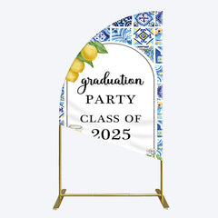 Lofaris Mediterranean Lemon Graduation Party Half Moon Arch Backdrop
