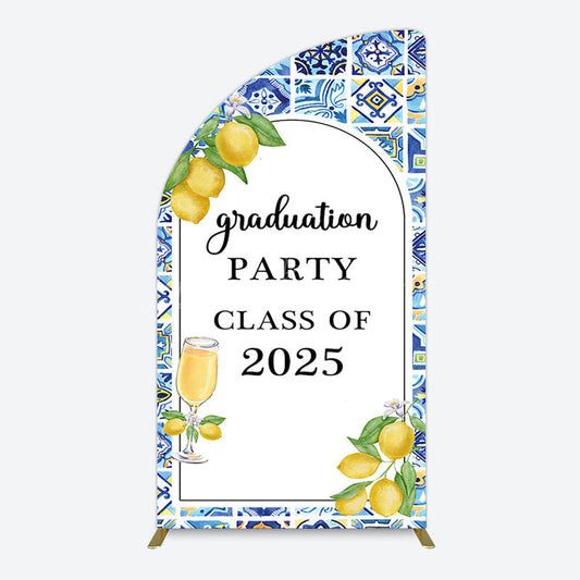 Lofaris Mediterranean Lemon Graduation Party Half Moon Arch Backdrop