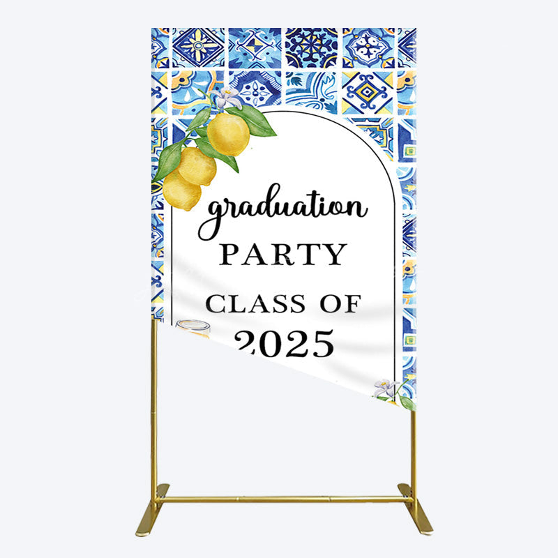 Lofaris Mediterranean Lemon Graduation Party Rectangle Backdrop