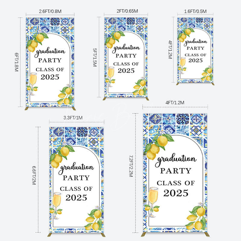Lofaris Mediterranean Lemon Graduation Party Rectangle Backdrop