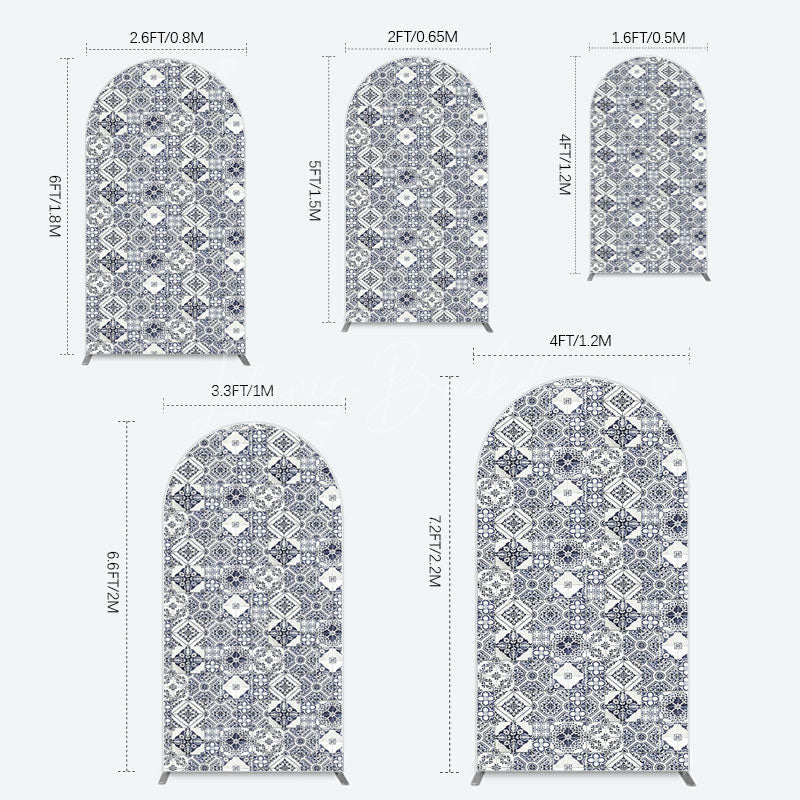 Lofaris Mediterranean Pattern Simple Birthday Arch Backdrop