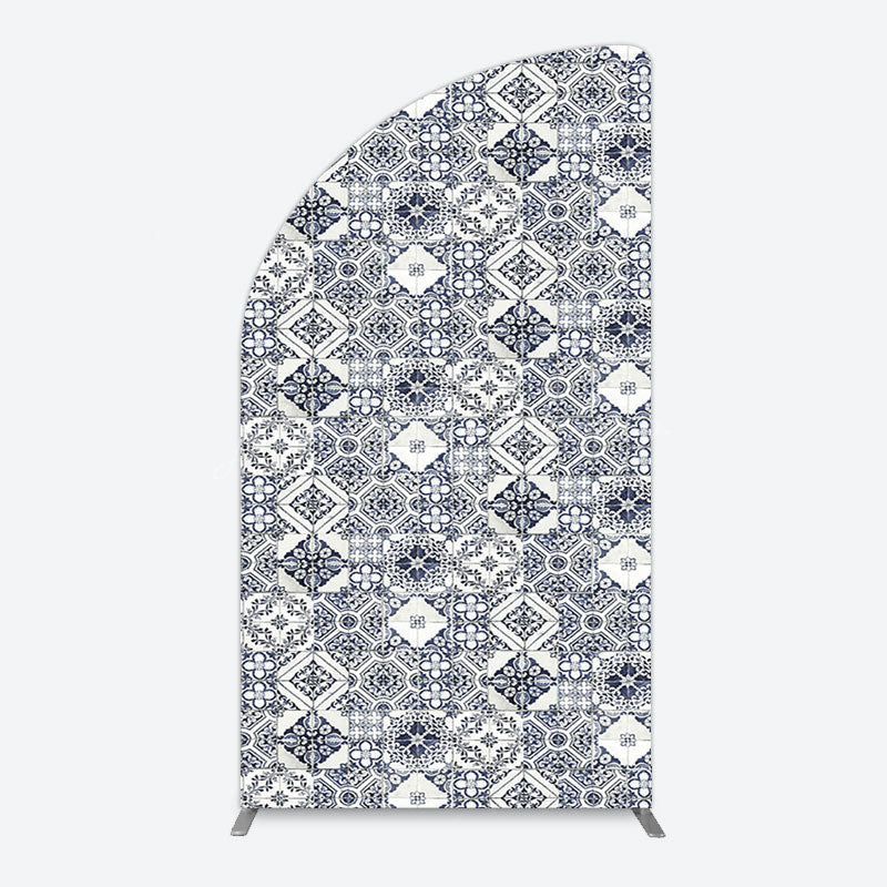 Lofaris Mediterranean Pattern Simple Birthday Half Moon Arch Backdrop