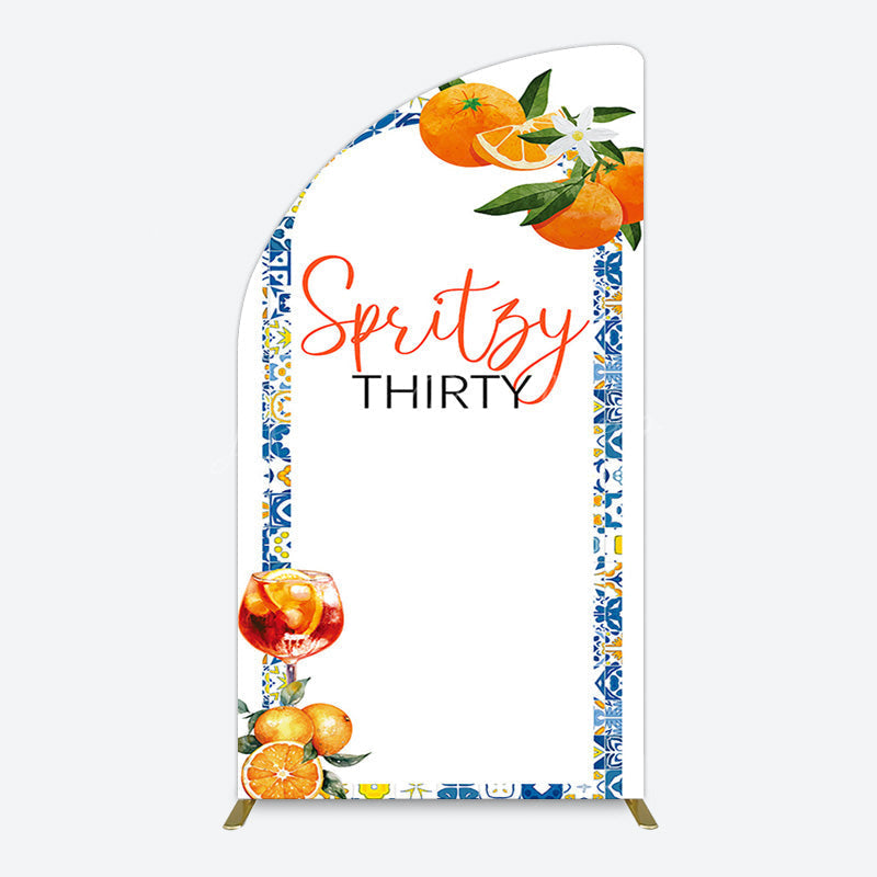 Lofaris Mediterranean Spritzy Thirty Birthday Half Moon Arch Backdrop