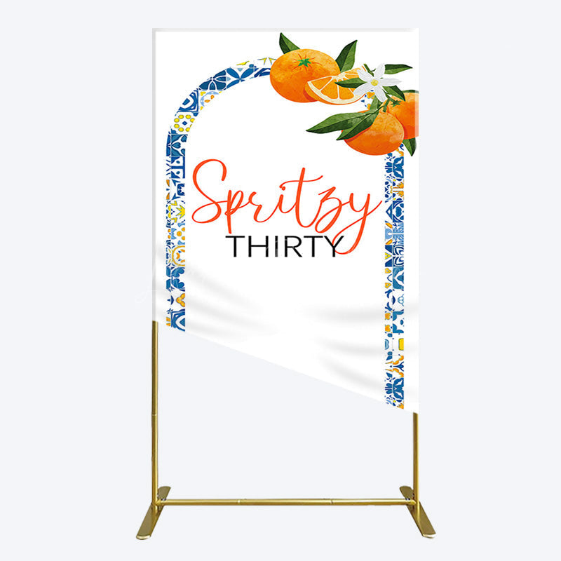 Lofaris Mediterranean Spritzy Thirty Birthday Rectangle Backdrop