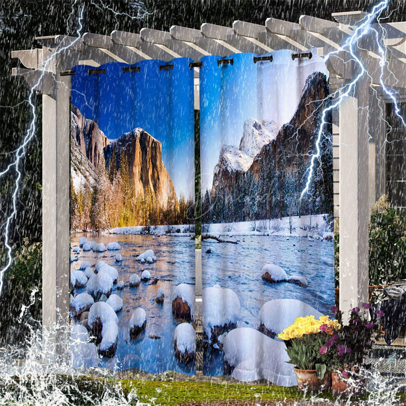 Lofaris Melting Glacier Landscape Waterproof Outdoor Curtains For Gazebo
