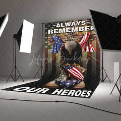 Lofaris Memorial Day Independence Backdrop Always Remember Our Heroes Background Patriotic Military Tribute Decor