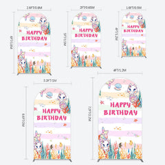 Lofaris Mermaid Cat Cartoon Happy Birthday Arch Backdrop