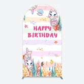 Lofaris Mermaid Cat Cartoon Happy Birthday Arch Backdrop