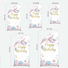 Lofaris Mermaid Happy Birthday Half Moon Arch Backdrop Under the Sea Ocean Theme Girl Party Decoration