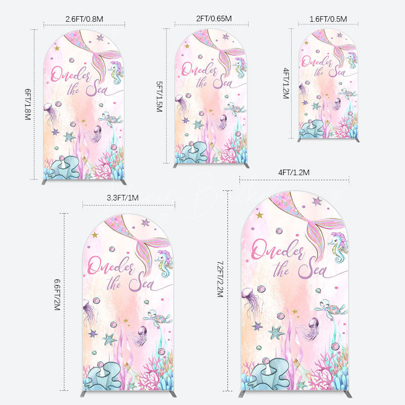 Lofaris Mermaid Oneder The Sea Birthday Cartoon Arch Backdrop