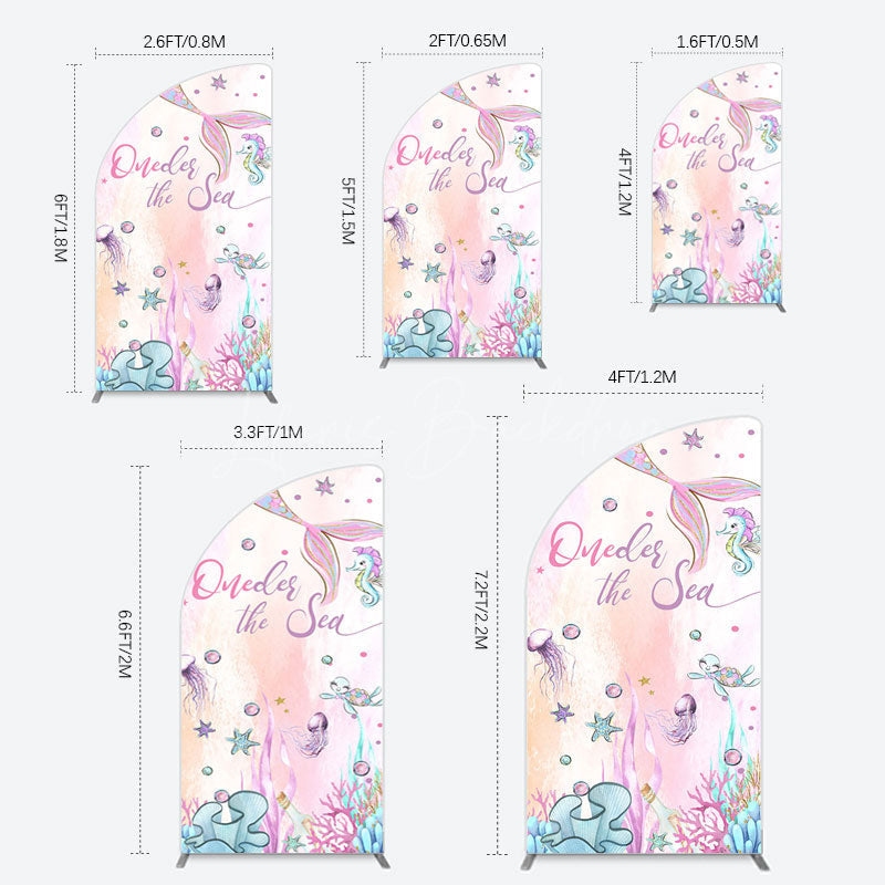 Lofaris Mermaid Oneder The Sea Birthday Cartoon Half Moon Arch Backdrop