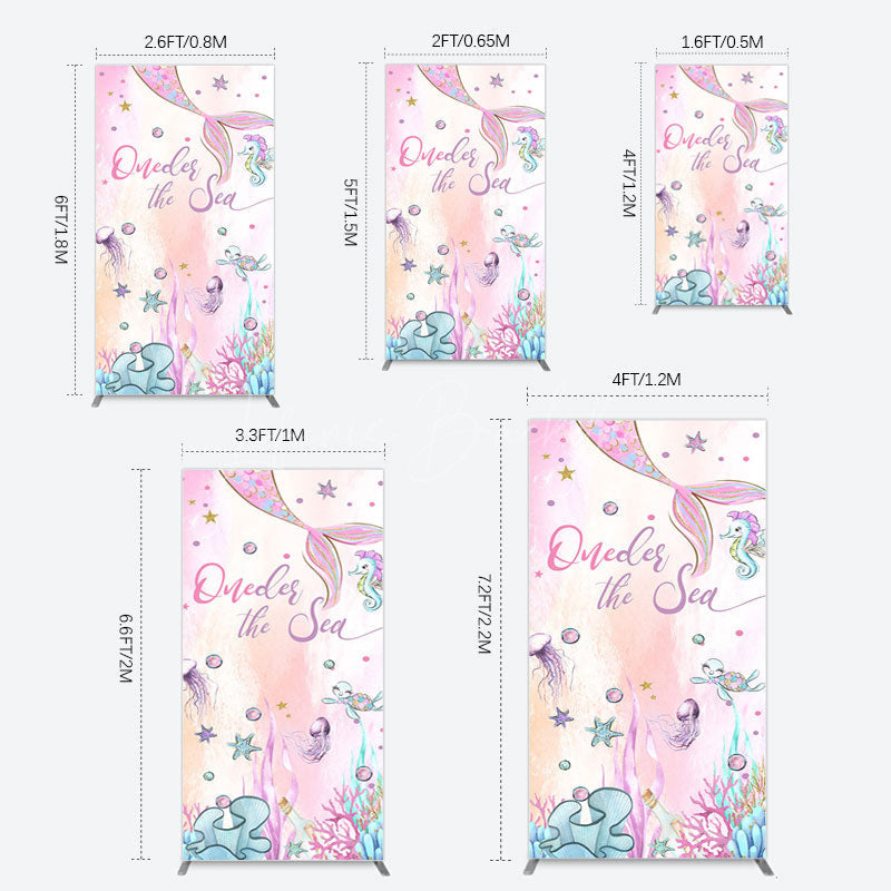 Lofaris Mermaid Oneder The Sea Birthday Cartoon Rectangle Backdrop