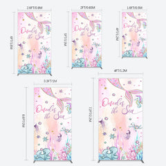 Lofaris Mermaid Oneder The Sea Birthday Cartoon Rectangle Backdrop