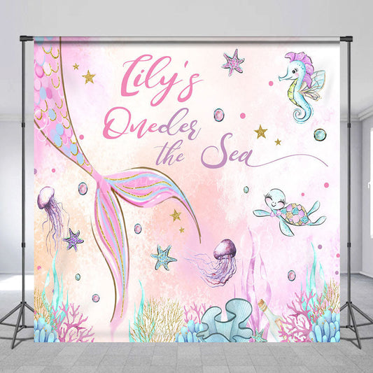 Lofaris Mermaid Oneder The Sea Custom Name Birthday Backdrop