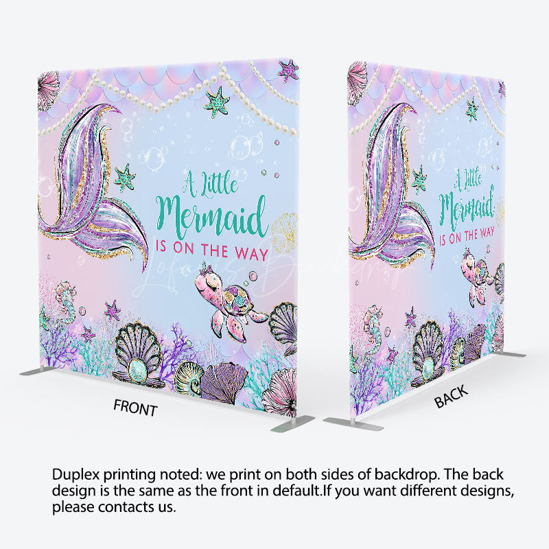 Lofaris Mermaid Under The Sea Glitter Square Tension Backdrop