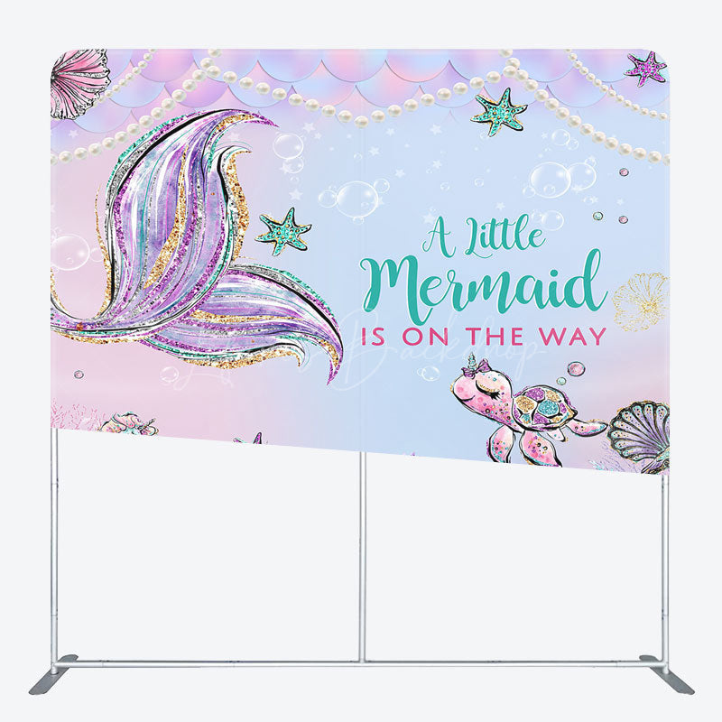 Lofaris Mermaid Under The Sea Glitter Square Tension Backdrop