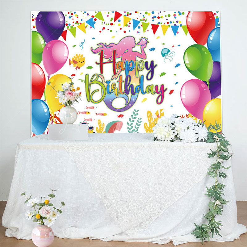 Lofaris Mermaid Under The Sea Scene Flag Birthday Backdrop