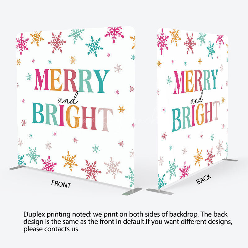 Lofaris Merry And Bright Colorful Snowy Christmas Backdrop