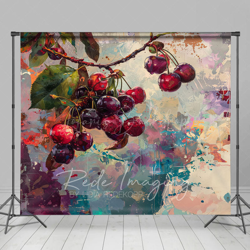 Lofaris Messy Abstract Paint Cherries Fine Art Photo Backdrop