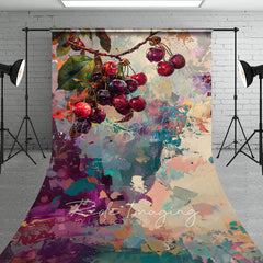 Lofaris Messy Abstract Paint Cherries Fine Art Sweep Backdrop