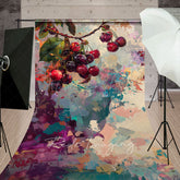 Lofaris Messy Abstract Paint Cherries Fine Art Sweep Backdrop
