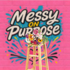 Lofaris Messy On Purpose Graffiti Pink Brick Backdrop Colorful Street Art Hip Hop Dance Party Banner