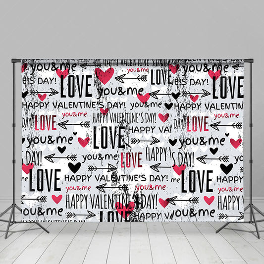 Lofaris Messy Repeated Love Happy Valentines Day Backdrop